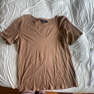 Theory Women's V-Neck Tee in Light Brown